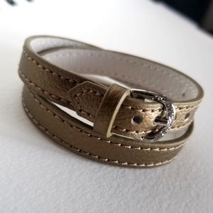 Wrap bracelet bronze color Silver tone buckle CN